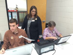 Habersham North Precinct manager Jo Owenby says voters were in line 30 minutes before polls opened at 7am.