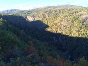 Tallulah Gorge is 1,000 feet deep at its greatest depth and is two miles long. While it mostly lies in Rabun County, part of the gorge runs through Habersham.