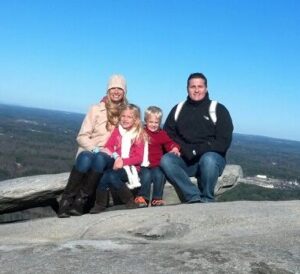 Ava Fowler remains active despite her seizures. Here she's pictured with her family (l-r): Her mom Sarabeth, her brother Carter and dad Brian.