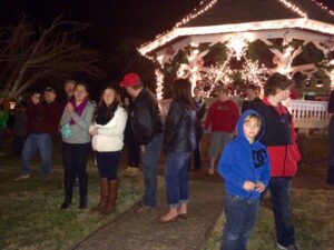 Crowds enjoy live entertainment on the Clarkesville Square.