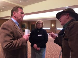 9th Dist. Rep. Terry Rogers (left) talks with constituents after the pre-legislative breakfast on Jan. 6.