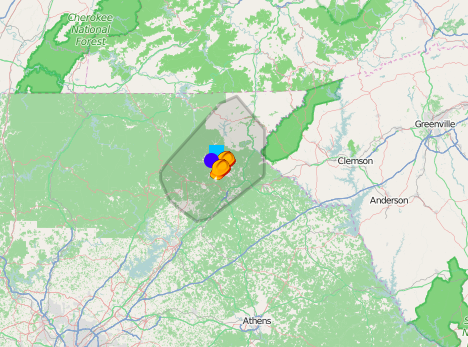 HEMC power outage map as of 9:45 am Sunday, February 15, 2015