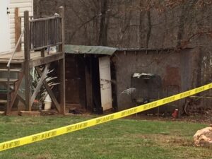 Authorities say the body of 77-year old Hershel Key was found near this shed in his backyard.