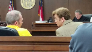 Marshall Rice gets advice from his "backup council" Attorney Elizabeth Pendleton Habersham County Courthouse 030915