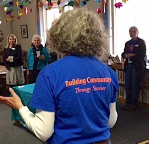 Level Grove Elementary Media Specialist and OBH organizer Helen O'Brien talks to supporters during the kickoff of One Book Habersham, Together We Read on March 5.