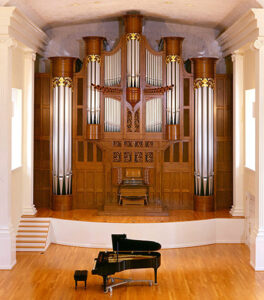 The Sewell Organ was designed by Piedmont College music professor, now President James F. Mellichamp, in collaboration with Casavant Frères of Ste. Hyacinthe, Quebec. Mellichamp performed the inaugural recital on Feb. 7, 2003.                                               (photo courtesy Piedmont College)