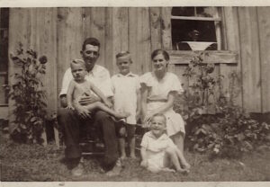 Neal and Durell Justus with their sons (L-R): Bob, Dickie and Norris. This photo was taken outside the family's home in Germany Valley in Rabun County, GA in the summer of 1935. 