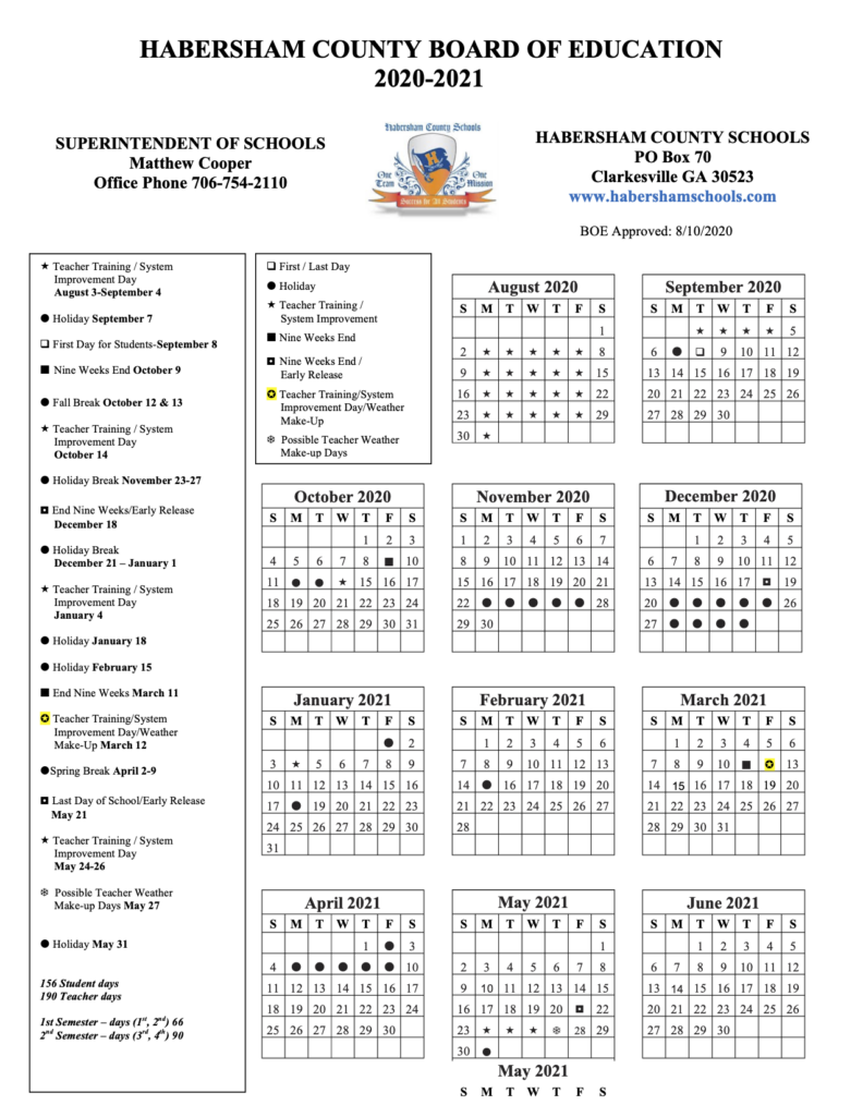 Habersham County Schools revised 2020 2021 School Calendar Now Habersham Habersham County Schools revised 2020 2021 School Calendar Now Habersham