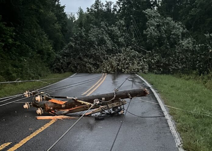 snapped HEMC power pole