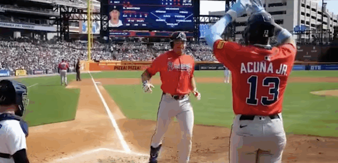Braves celebrate Drake Baldwin's 2-run homer