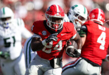 Walker runs for 3 TDs and Frazier adds 2 scoring runs as No. 4 Georgia overwhelms Charlotte 35-3