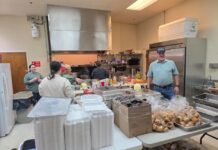 The turkey team of Clarkesville sets the table for the town