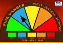 West Georgia fire danger forecast