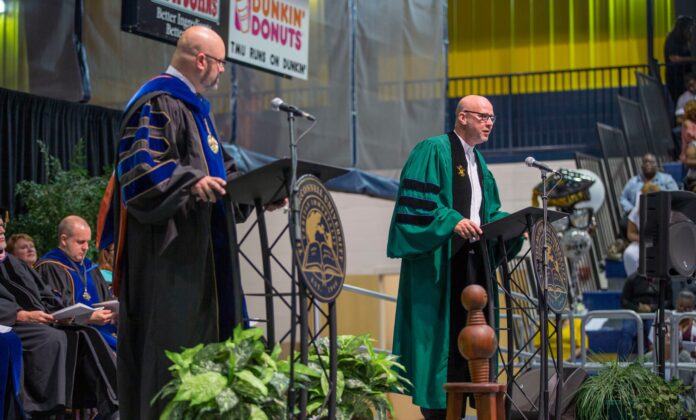 TMU President Dr. Emir Caner and former vice President of Academic Services Bradley Reynolds